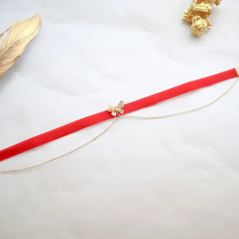Royal Singh Store - Double Layers Gold Color | Chain Velvet Choker |Trendy Butterfly Short Necklace | More options |