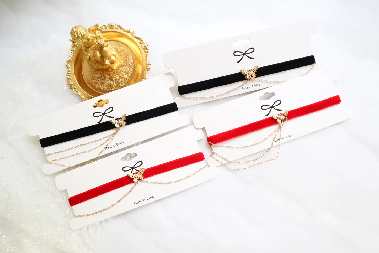Royal Singh Store - Double Layers Gold Color | Chain Velvet Choker |Trendy Butterfly Short Necklace | More options |